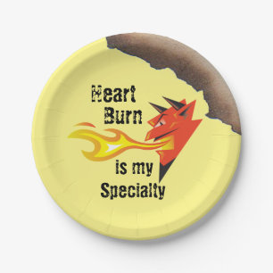 Fiery Devil's Head_Heart Burn is My Speciality Paper Plate
