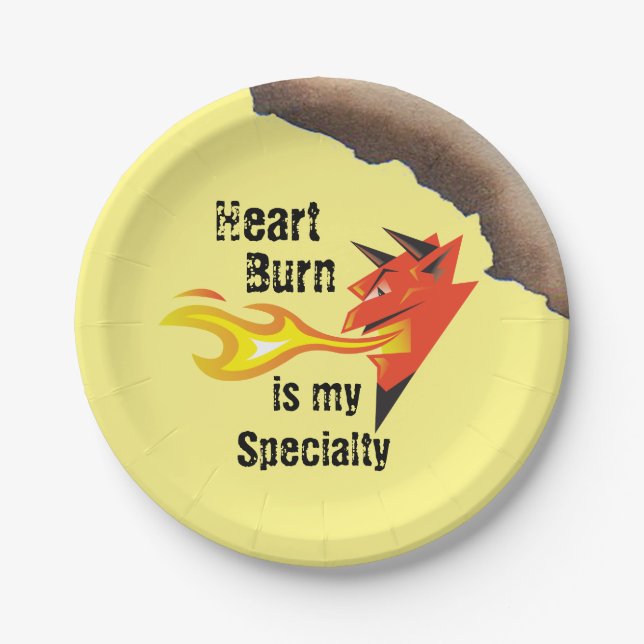 Fiery Devil's Head_Heart Burn is My Speciality Paper Plate (Front)