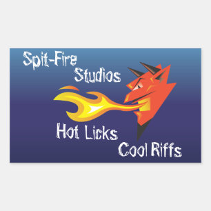 Fiery Devil's Head_Hot Licks Cool Riffs Rectangular Sticker