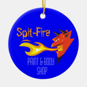 Fiery Devil's Head_Paint & Body Shop Ceramic Tree Decoration