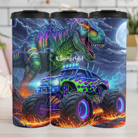 Fiery Dinosaur Monster Truck Battle
