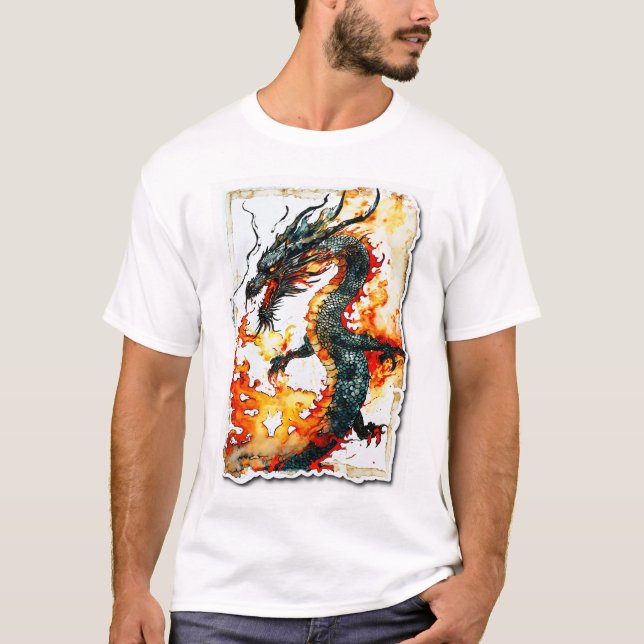 Fiery Dragon Art T-Shirt (Front)