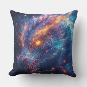 Fiery Dragon Head Radiating Intense Energy Cushion