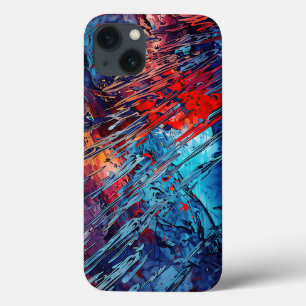 Fiery Drift Blue Red Contemporary Abstract Art iPhone 13 Case