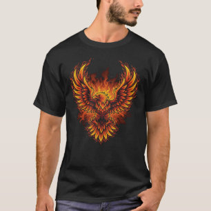 Fiery Eagle Spreading Wings Bold Motorcycle Patrio T-Shirt