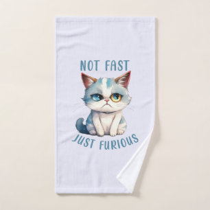 Fiery Feline Spirit – Sassy Angry Cat Design Bath Towel Set