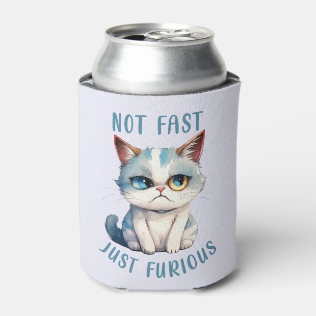 Fiery Feline Spirit – Sassy Angry Cat Design Can Cooler (Can Front)