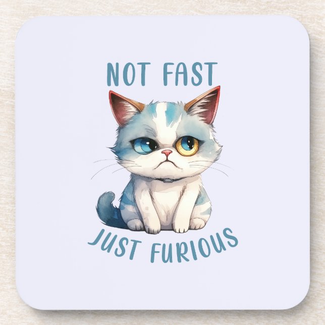 Fiery Feline Spirit – Sassy Angry Cat Design Coaster (Front)