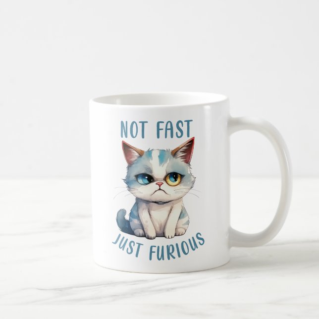 Fiery Feline Spirit – Sassy Angry Cat Design Coffee Mug (Right)