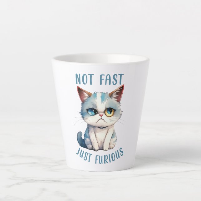 Fiery Feline Spirit – Sassy Angry Cat Design Latte Mug (Front)