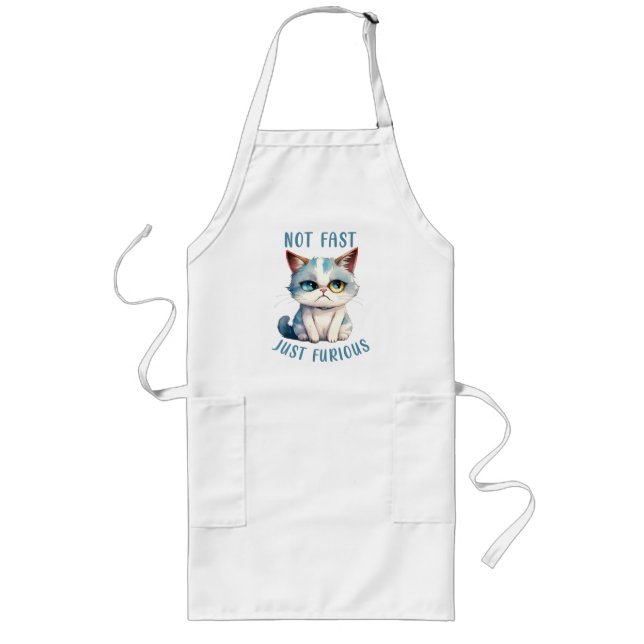 Fiery Feline Spirit – Sassy Angry Cat Design Long Apron (Front)
