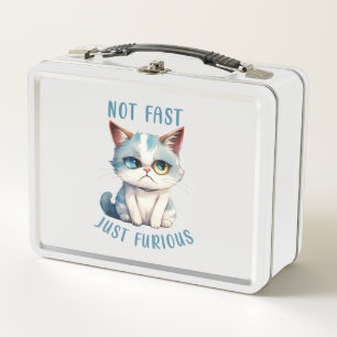 Fiery Feline Spirit – Sassy Angry Cat Design Metal Lunch Box