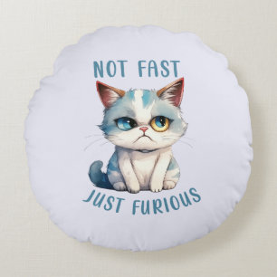 Fiery Feline Spirit – Sassy Angry Cat Design Round Cushion