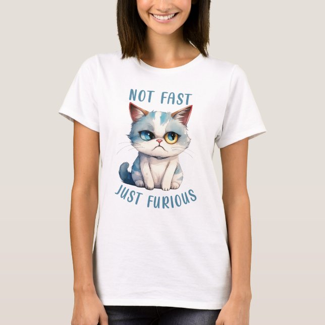 Fiery Feline Spirit – Sassy Angry Cat Design T-Shirt (Front)