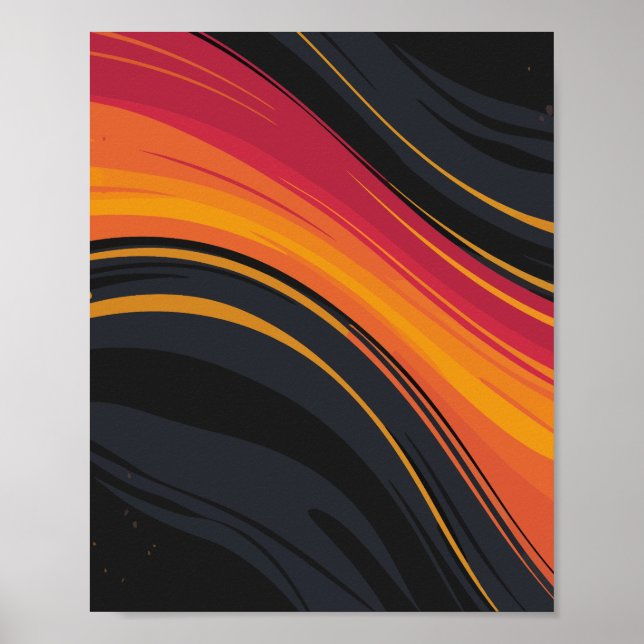 Fiery Flow of Curved Streaks Poster (Front)