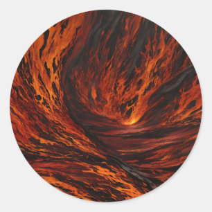 Fiery Flow Volcanic Abstract Classic Round Sticker