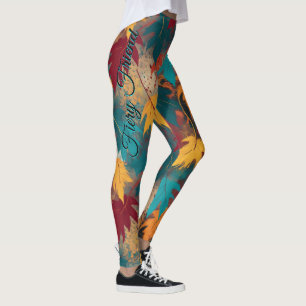 Fiery Friend Autumn Leaves Attractive Typography Leggings