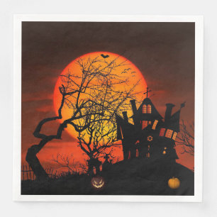 Fiery Full Moon Halloween Napkin