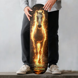 Fiery Glowing Horse Skateboard