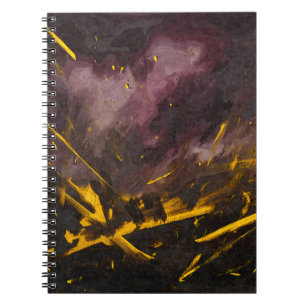 Fiery Gold Purple Abstract Storm Notebook