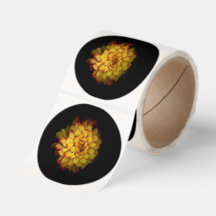 Fiery Golden Dahlia Floral Sticker