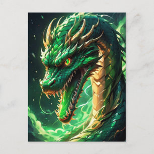 Fiery Green Dragon Postcard