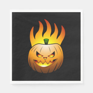 Fiery Halloween Pumpkin Paper Napkin