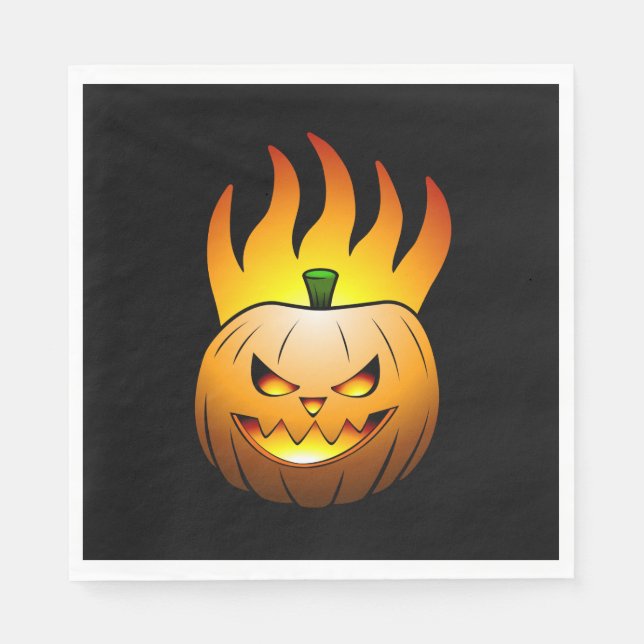 Fiery Halloween Pumpkin Paper Napkin (Front)