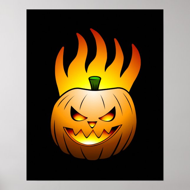 Fiery Halloween Pumpkin Poster (Front)