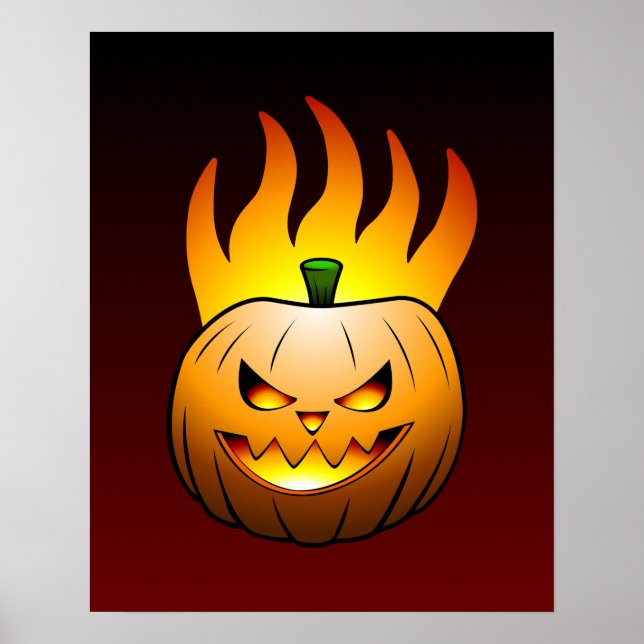 Fiery Halloween Pumpkin Poster (Front)