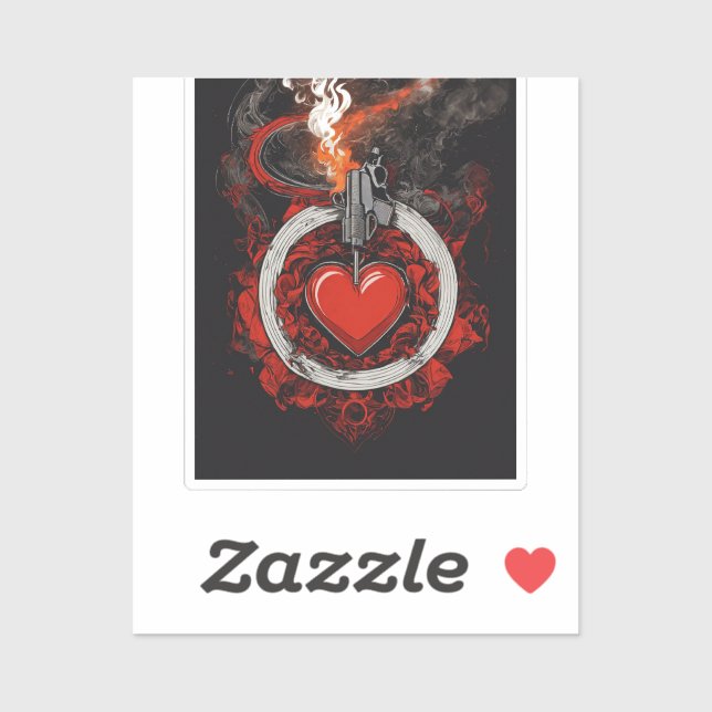 Fiery Heart & Revolver Custom Bookplate (Sheet)