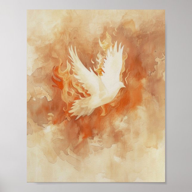 Fiery Holy Spirit  Christian Watercolor Wall Art   (Front)