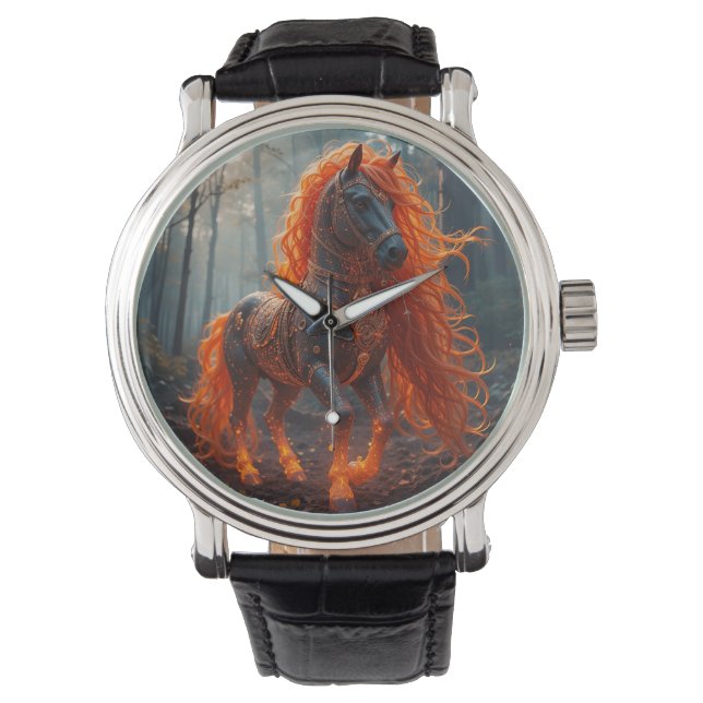 🔥 Fiery Horse Art For Bold Style ⌚ Watch (Front)