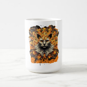 Fiery Inferno Cat Coffee Mug