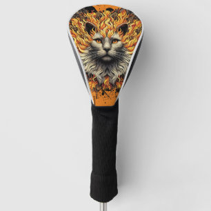 Fiery Inferno Cat Golf Head Cover