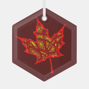 Fiery Leaf Balloon Glass Tree Decoration