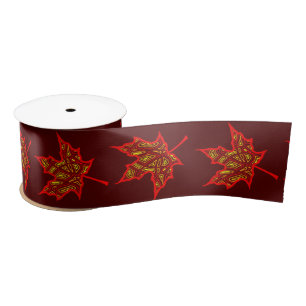 Fiery Leaf Satin Ribbon