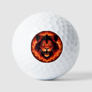Fiery Lion Face With Glowing Mane Golf Balls