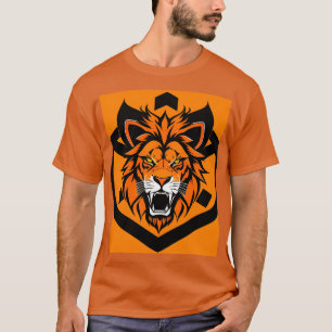 Fiery Lion Illustration Surrounded by Flamboyant T-Shirt