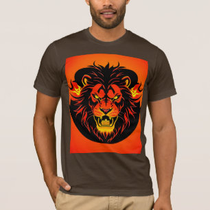 Fiery Lion Illustration Surrounded by Flamboyant T-Shirt