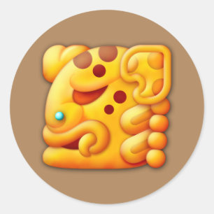 Fiery Maya Animal Head Classic Round Sticker