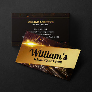 Fiery & Modern Welding Contractor Metal Fabricator Business Card