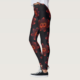 Fiery Neon Blossom Leggings