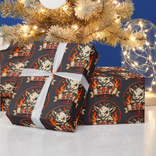 Fiery New Year 2027 Cute Cartoon Goat Mascot Graph Wrapping Paper