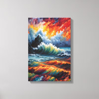 Fiery Ocean Storm - Abstract Seascape Art