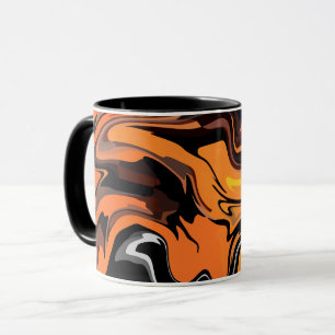 Fiery Orange Abstract Swirl Pattern Mug