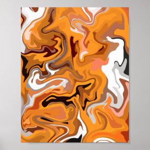Fiery Orange Abstract Swirl Poster