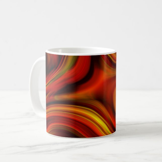 Fiery Orange and Yellow Swirly Pattern Coffee Mug (Front Left)