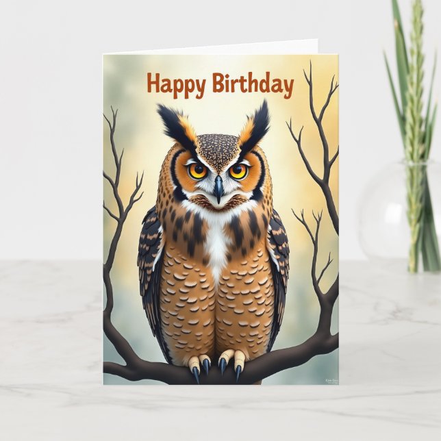 Fiery Owl Birthday Card (Front)