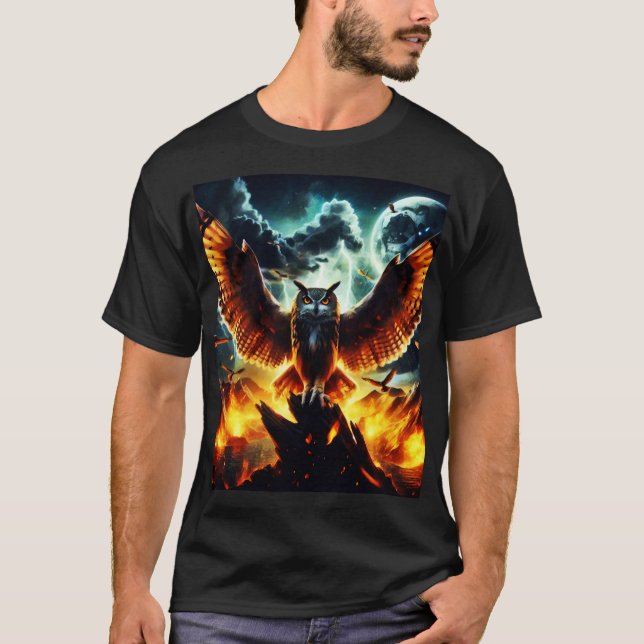 Fiery Owl Moonrise T-Shirt (Front)